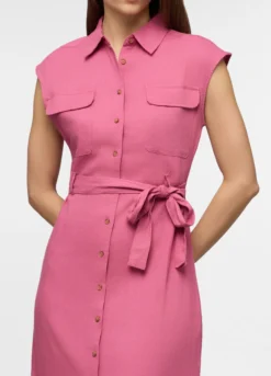 Abito lungo chemisier misto lino donna