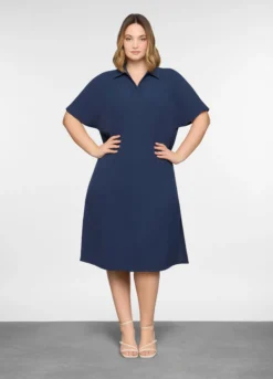 Abito lungo con colletto classico donna curvy