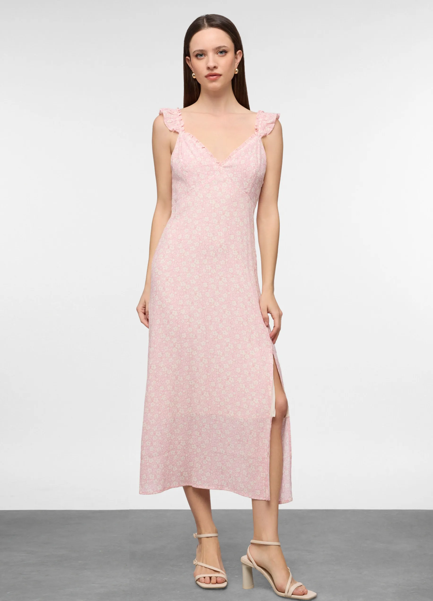 Abito lungo crepe misto viscosa donna