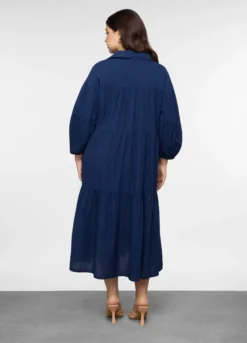 Abito lungo Fit Regular in puro cotone seersucker donna curvy