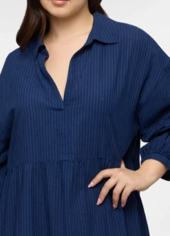 Abito lungo Fit Regular in puro cotone seersucker donna curvy