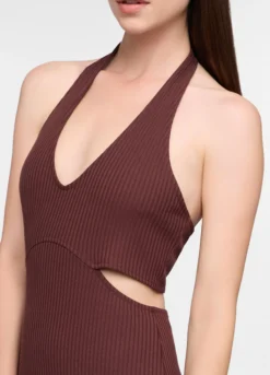Abito lungo Fitted in costina misto viscosa donna