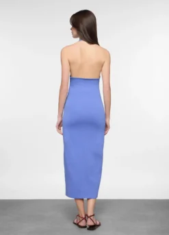 Abito lungo fitted in costina di cotone stretch donna