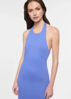 Abito lungo fitted in costina di cotone stretch donna