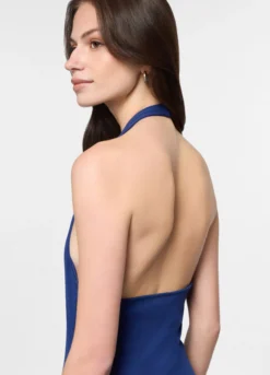Abito lungo fitted in costina di cotone stretch donna
