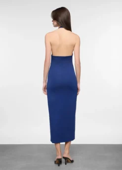 Abito lungo fitted in costina di cotone stretch donna