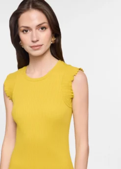 Abito lungo fitted in costina di cotone stretch donna