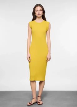 Abito lungo fitted in costina di cotone stretch donna