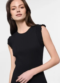 Abito lungo fitted in costina di cotone stretch donna