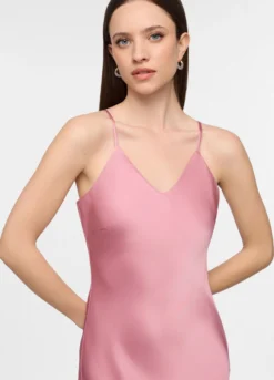 Abito lungo fitted in raso donna