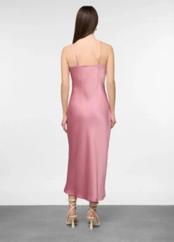 Abito lungo fitted in raso donna