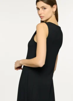 Abito lungo girocollo in jersey stretch donna