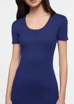 Abito lungo in costina di cotone stretch donna