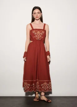 Abito lungo in popeline di puro cotone donna