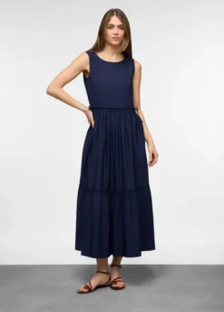 Abito lungo in popeline misto cotone donna
