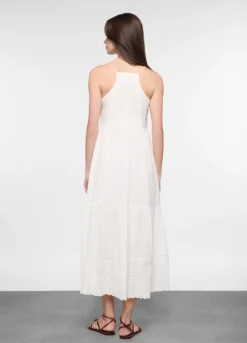 Abito lungo in puro cotone con ricami donna