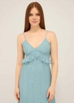 Abito lungo misto lyocell donna