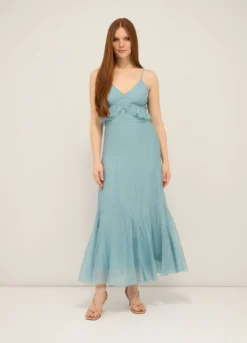 Abito lungo misto lyocell donna