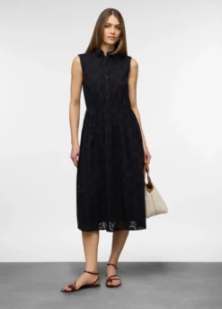 Abito lungo ricamato in puro cotone donna