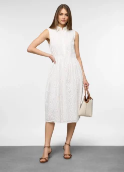 Abito lungo ricamato in puro cotone donna