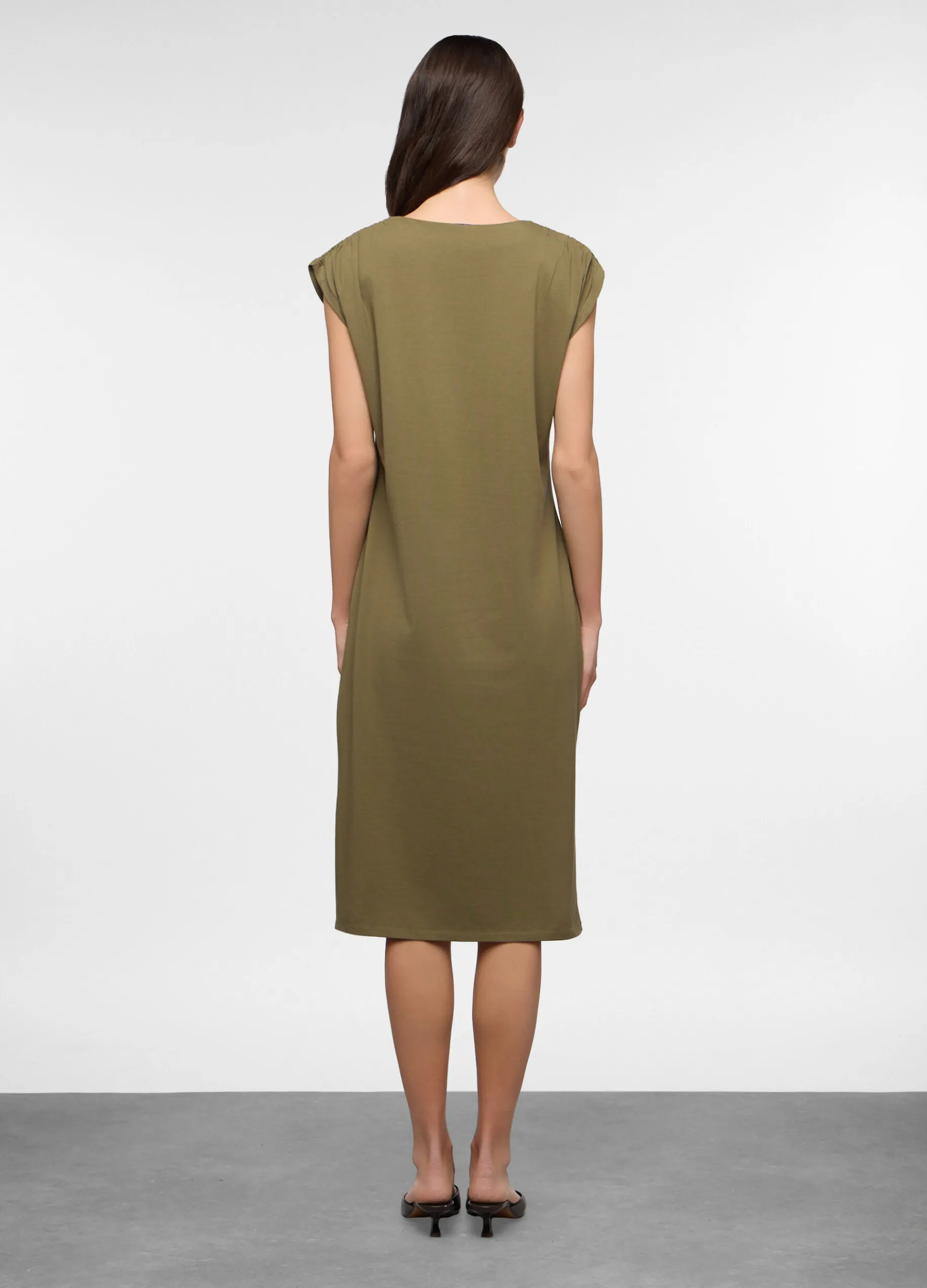 Abito smanicato in jersey di cotone stretch donna