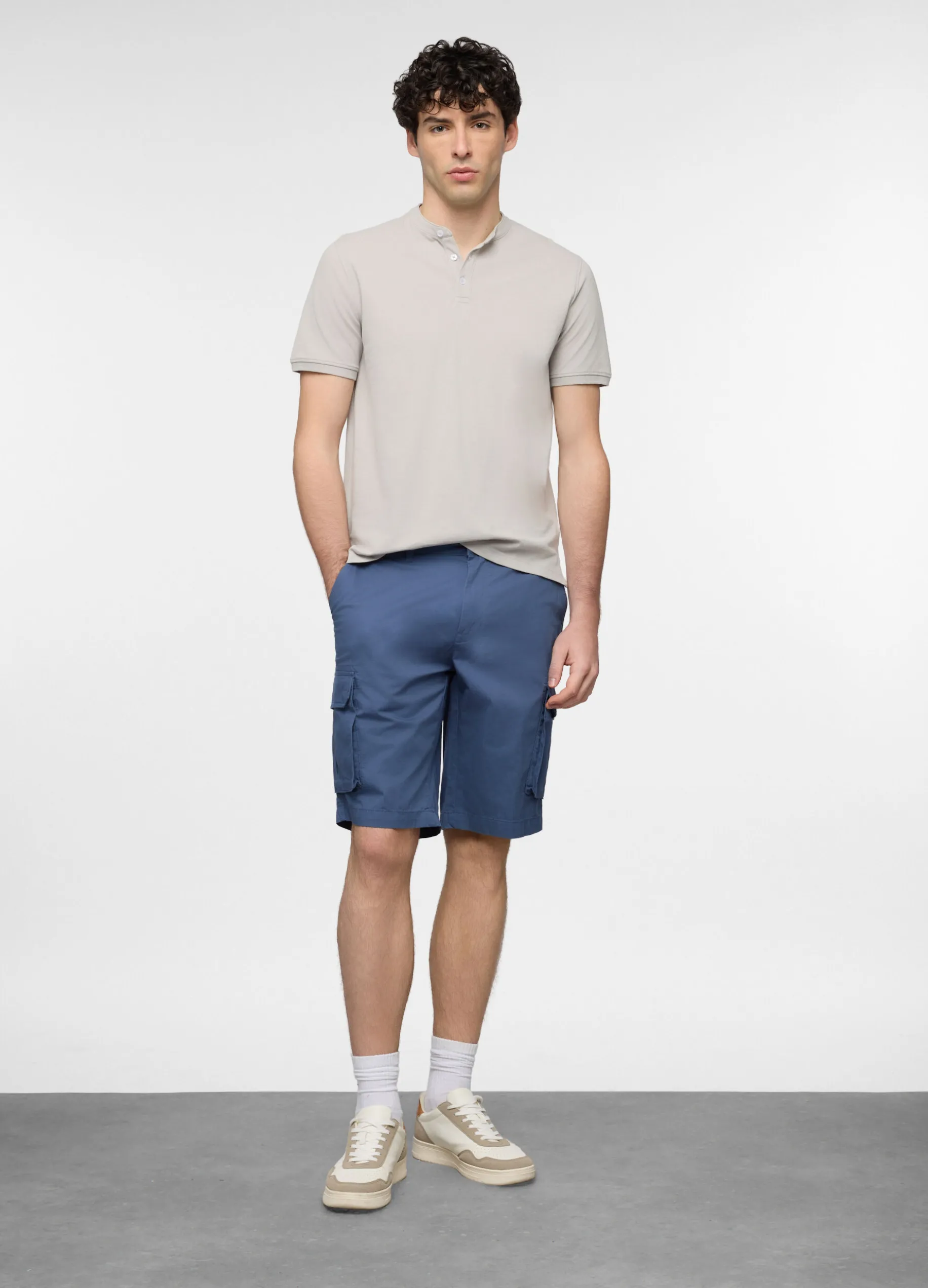 Bermuda cargo in twill di cotone uomo