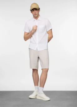 Bermuda relaxed fit in misto cotone e lino uomo