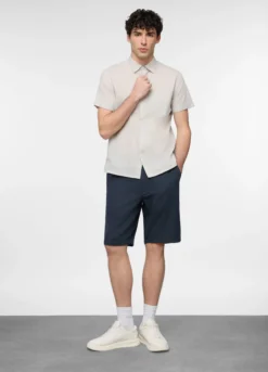 Bermuda relaxed fit in misto cotone e lino uomo