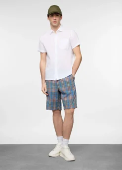 Bermuda relaxed fit in misto cotone e lino uomo