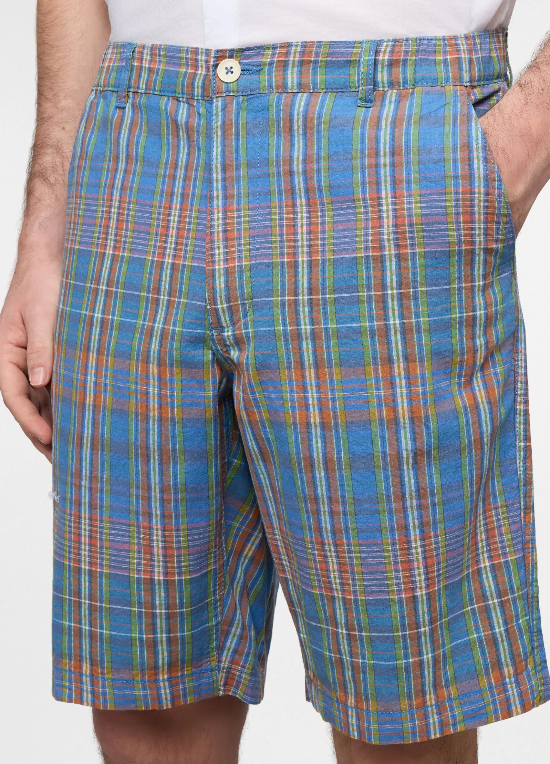 Bermuda relaxed fit in misto cotone e lino uomo
