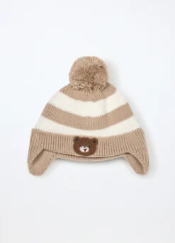 Berretto tricot a righe neonato