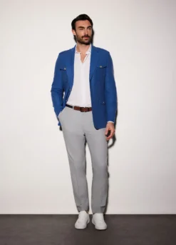 Blazer in diagonale di lino e cotone uomo