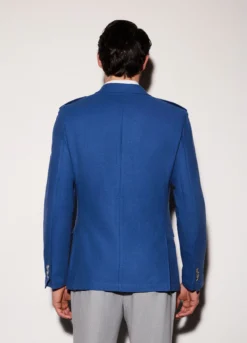 Blazer in diagonale di lino e cotone uomo