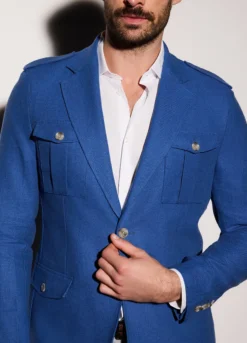 Blazer in diagonale di lino e cotone uomo