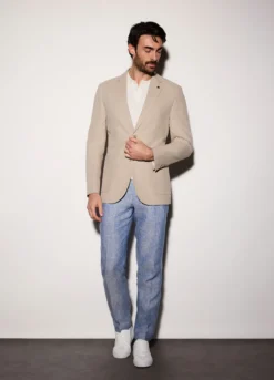 Blazer regular fit in cotone e lino uomo