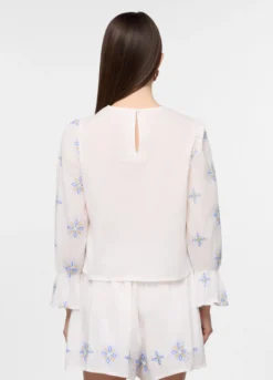 Blusa a girocollo in puro cotone donna