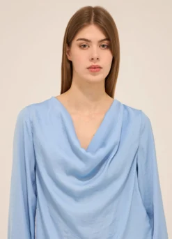 Blusa con collo drappeggiato donna
