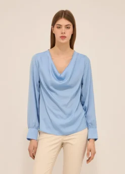 Blusa con collo drappeggiato donna