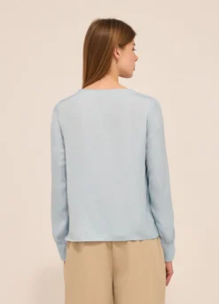 Blusa con collo drappeggiato donna