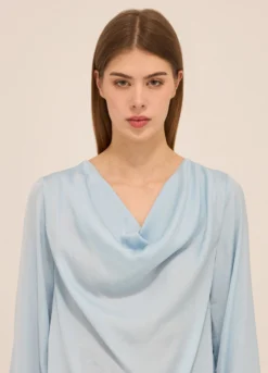 Blusa con collo drappeggiato donna