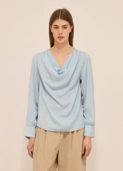 Blusa con collo drappeggiato donna