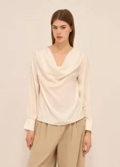 Blusa con collo drappeggiato donna
