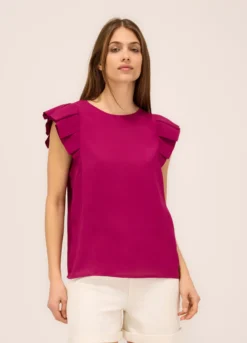 Blusa con maniche ad aletta donna