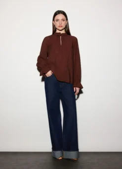 Blusa con scollo a goccia donna