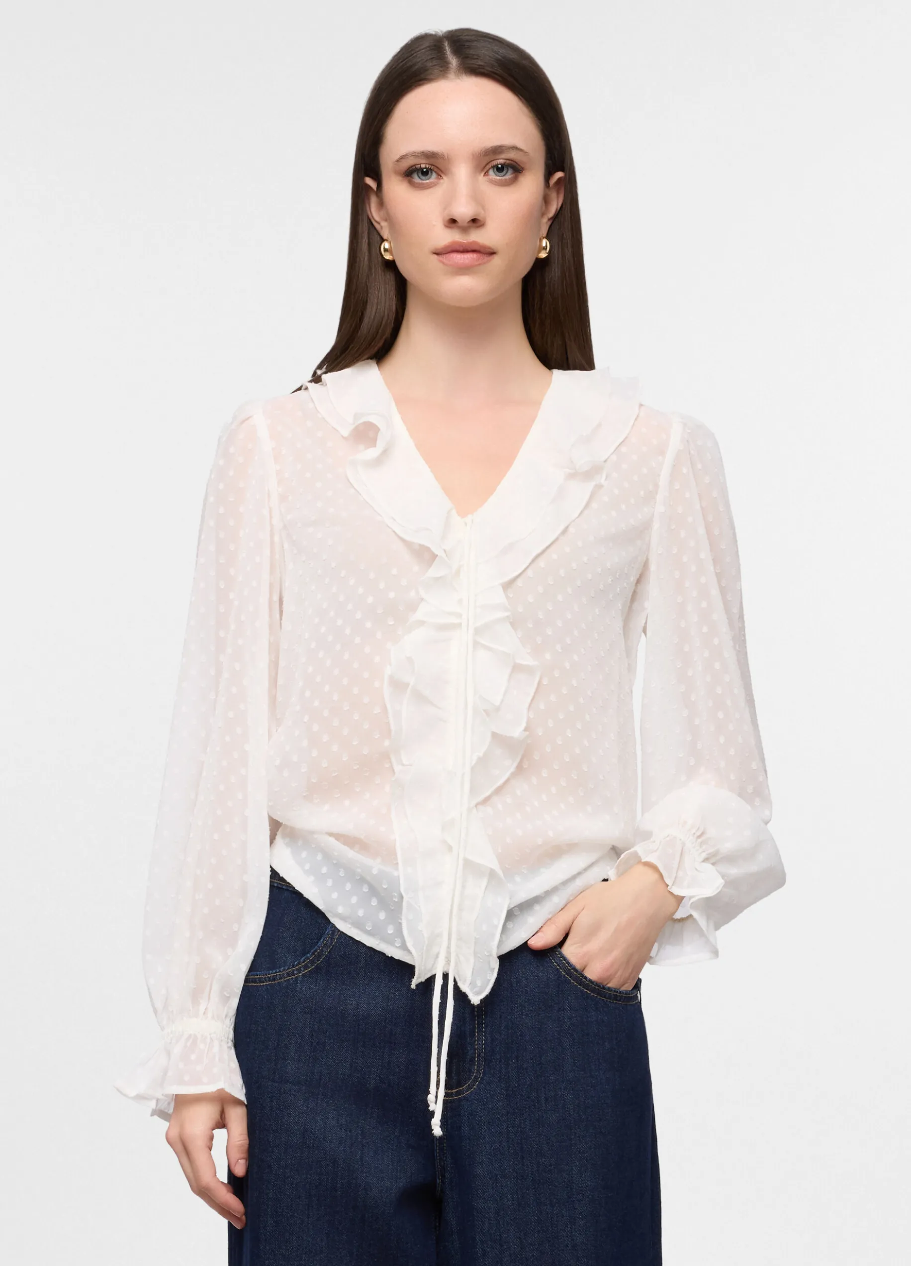 Blusa con scollo a V donna