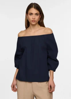 Blusa con scollo dritto regular fit donna