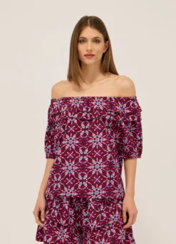 Blusa crepe con stampa donna