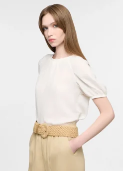 Blusa crepe girocollo donna