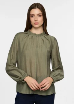 Blusa crepe regular fit con scollo a goccia donna