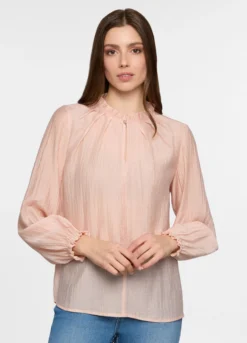 Blusa crepe regular fit con scollo a goccia donna